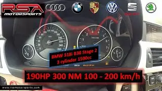 BMW 318i B38 Stage 2 | 190HP 300 NM | 100 - 200 km/h | Acceleration Run
