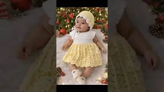 Pretty little AI baby in a realistic handmade crochet dress set #crochetbabydress#babygirl #handmade