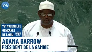 Le président Adama Barrow de la Gambie à la tribune de la 79e Assemblée générale de l'ONU