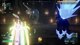 Neptilius - Palworld fight with swords of revealing light