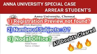 Special case Students Arrear Exam | Registration preview Not Found | Anna University Online Exam