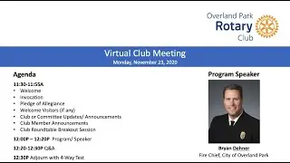 OP Rotary Club Virtual Meeting 11.23, Overland Park Fire Chief