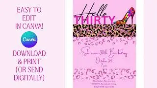30th Birthday Invitation, 30th Birthday Party Invite, Hello 30 birthday party invitation