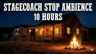 10 Hours Crackling Campfire & Cowboy Outpost Sounds 🐎 Immersive Western Night