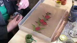 Paper Marbling Flowers James teaching Elizabeth