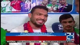 Pakistani hero wrestler Inam Butt return home