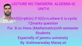 Number of Automorphisms on a finite cyclic group of order n is Euler function of n(for vth sem.stud.