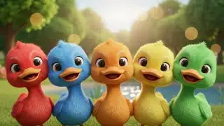 Six Dancing Ducks For Kids | Red Yellow Blue Green Purple Orange | Play & Giggles |