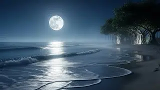 Moonlit Ocean Waves at Night | Deep Relaxation, Stress Relief and Peaceful Sleep Ambience