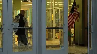 Front doors shattered at the Fresno County Library in Downtown Fresno&nbsp;