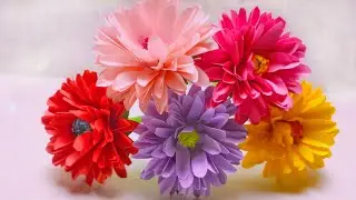 Dahlia flower making tutorials || Awesome Color Paper Crafts || Paper Craft