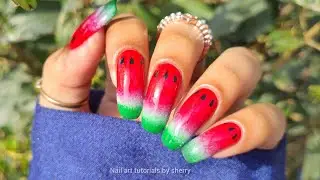 watermelon nail art with household items | ombre nails |nail art tutorials by sherry