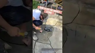 Interesting method of cutting stone for a patio 🪨 #flagstone #bluestone  #gardenideas