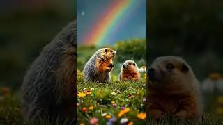 Adorable marmots hanging out under gentle rain #cute #marmot #animals #groundhog