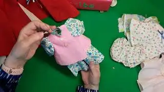 REPAIRING  ELASTIC in old doll clothes,  (121) sewing in the doll corner   ( not for children)