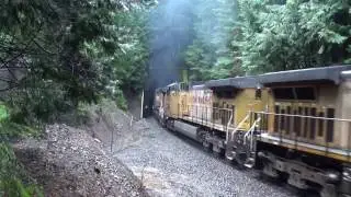 Pengra Pass: LOUD Union Pacific train through a tunnel 3/19/2017