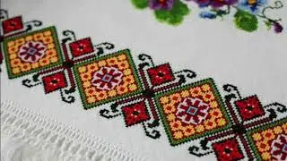 Simple Flower Cross Stitch/Dosuti Design || New Tablecloth Embroidery Design.