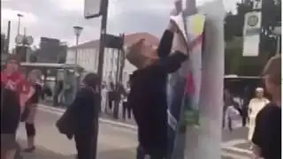 Wie vor der Bundestagswahl werden Afd Wahlplakate reihenweise von Gr&uuml;nen u Antifa zerst&ouml;rt. 🏴