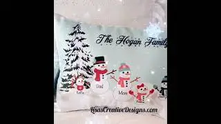 Christmas Shopping Gift Idea! Personalized Snowman Family Christmas Throw Pillow, Custom Crafted!