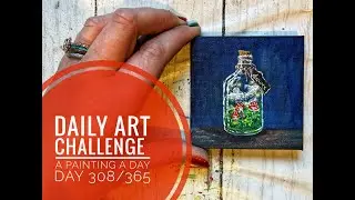 Daily Art Challenge 308/365 | How to Paint Dreams in a Bottle Potion | Acrylic Painting Time-lapse