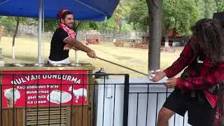 Azerbaijan tourism destination meet you Turkish ice cream show men thank you