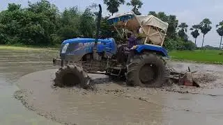 New Holland 3600_2 excel 4wd #tractor with bengol rotavator in paddy farming full performance video