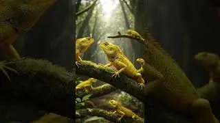 Yellow colour Borneo Earless Monitor lizards