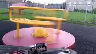 Testing how fast a roundabout can go in play area