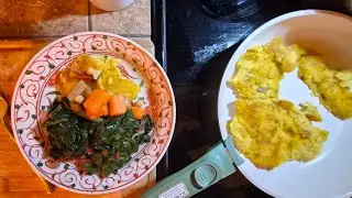 PAN FRIED CORNCAKES WITH SWISS CHARD AND SWEET POTATOES (gluten-free & plant-based)