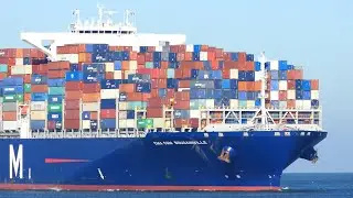 Arrival of the 398M long Container Ship CMA CGM Bougainville #255
