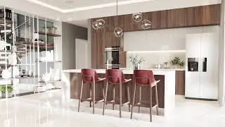 Визуализация интерьерного дизайна кухни в программе Corona renderer, 3ds max