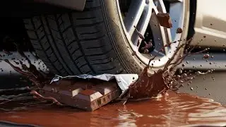 Realistic Car Tyre Crush ASMR | Lollipop, Chocolate, Biscuit, Samosa, Fruits & Vegetables &ndash; Slow 