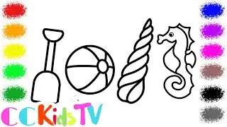 Beach Toys & Ice-cream Colouring Pages - Fun Coloring Pages For kids - Learn Colors