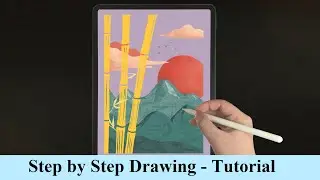 Bamboo Sunset Procreate Drawing Tutorial - Step by Step