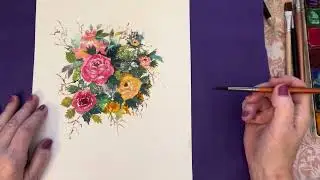 Beautiful spring summer like bouquet for on a freezing winter day/watercolor