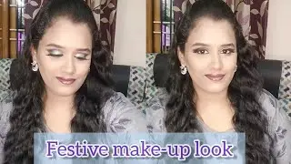 Festive make-up look tutorial-தமிழில் | Step by step explained | Black smokey with glitter | Shamini