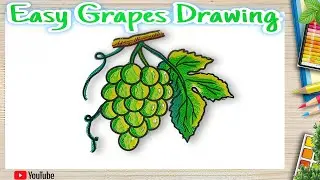 How to draw grapes || Angur Drawing Step-by-Step || अंगूर का चित्र || Easy Fruits Drawing || #grape 