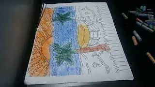 Coloring pages featuring coconut trees along the riverbank - Country Sky - Telecasted