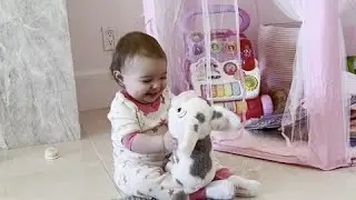 Baby adorable hugs her stuffed animal #shorts