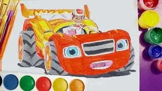 Blaze And The Monster Machines. Race Car - Draw and Colour | Coloring Pages for Kids | Rainbow TV