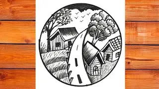 Pencil sketch scenery drawing tutorial #villagescenerydrawing #drawinglessons #pencildrawing