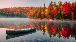 4k Silent Morning on Maple Lake Algonquin Park | Tranquil Autumn Reflection TV Art