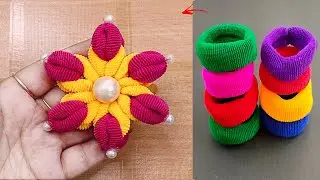 Beautiful Hair band flower making idea - Hair band embroidery flower - Rubber band flower making
