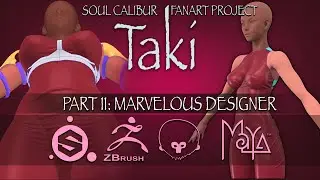 💗Taki, Soul Calibur Fanart Project, part 11: Marvelous Designer  (4x timelapse)
