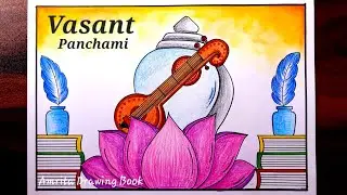 Vasant Panchmi Drawing/ Poster | Vasant Panchmi Drawing easy steps | Happy Basant Panchami drawing