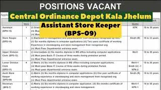 Central Ordinance Depot COD Kala Jhelum Jobs  | Pak Job Info 