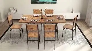Modern Rustic 7-Piece Extendable Dining Set in Brown | Elegant Wooden Table & Chairs