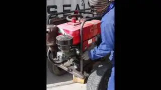 Hand crank starting a jiangdong single cylinder diesel engine ,23HP