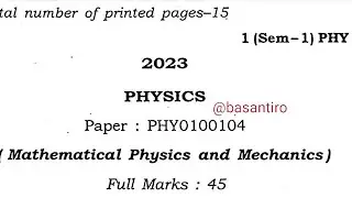 BSc first semester physics major paper mathematical physics and mechanics Guwahati University 2023
