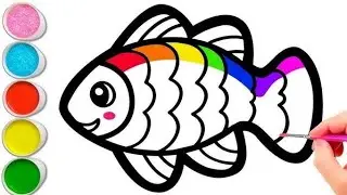Colourful fish princess drawing for kids,let's draw,painting and Coloring drawing for kids,child Art